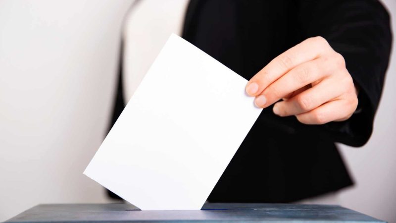 Woman votes on election day.